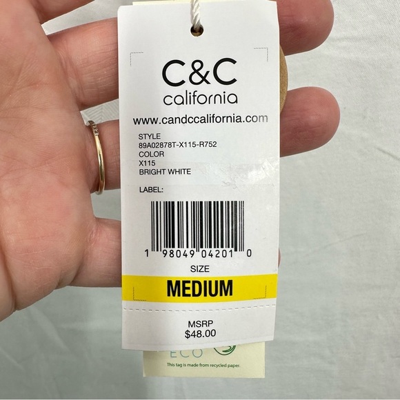 C&C California Women's Size Medium Lace Sleeve V Neck Casual Short Sleeve NWT - Picture 4 of 7